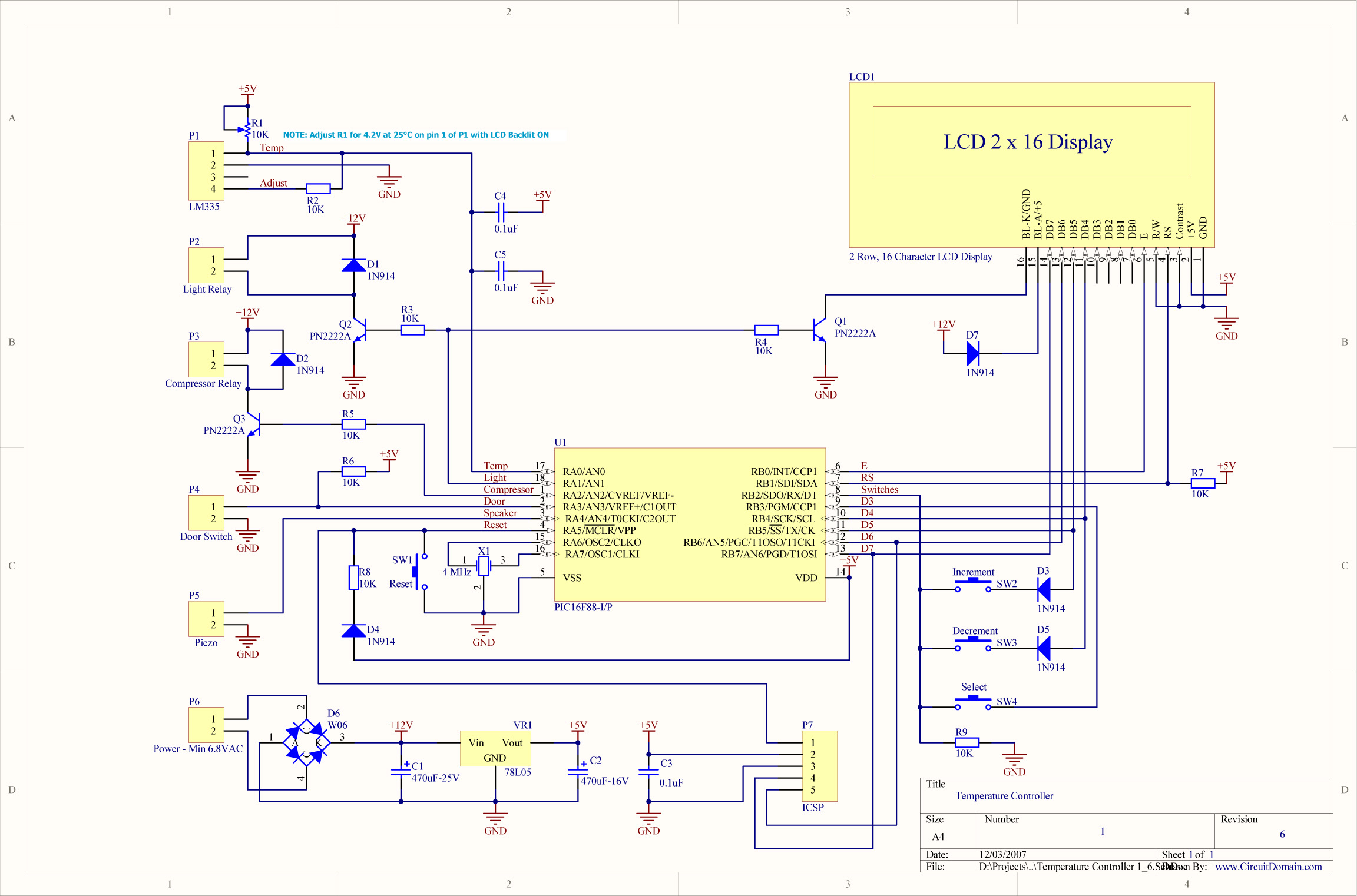 digital temperature controller circuit diagram